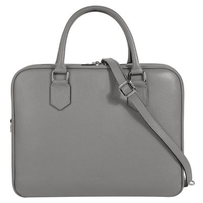 Aktentasche CLUTY, Damen, Gr. B/H/T: 35cm x 28cm x 13cm onesize, grau, Leder, unifarben, leicht glänzend, Taschen, echt Leder, Made in Italy Image