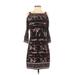 White House Black Market Casual Dress: Black Print Dresses - Women's Size 2X-Small