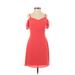 Express Casual Dress - Mini V Neck Short Sleeve: Red Print Dresses - Women's Size 00