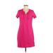 Calvin Klein Casual Dress - Shift V-Neck Short sleeves: Pink Solid Dresses - Women's Size Medium