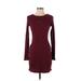 Wild Fable Casual Dress - Mini: Burgundy Solid Dresses - Women's Size Small