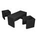 ECR4Kids Tri-Me Table & Cube Chair Set, Multipurpose Furniture,3-Piece Plastic in Black | 17 H x 32.75 W in | Wayfair ELR-14410-BK