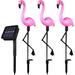 Flamingo Pattern Light 1Pc 1 Drag 3 Led Solar Lawn Light Garden Lighting Outdoor Waterproof Ground Spotlight Flamingo Pattern White Light