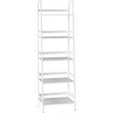 LANTRO JS Ladder Shelf 5 Tier White Bookshelf Modern Open Bookcase for Bedroom Living Room Office White