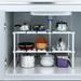 Adjustable Under Sink Shelf Organizer Unit Space Saving Rack 2 Tier Stackable