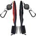 2 Pieces Golf Club Brushes Dual-Bristle Club Cleaning Tools Golf Club Cleaners with 2 Ft Retractable Zip-line Aluminum Carabiner for Golf Lover and Golfers