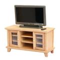 Skindy Compact Anti-deformed Dollhouse TV Cabinet Set - Multifunctional Wooden Color Double Door Cabinet TV (3Pcs/Set) for Decor