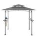 8 x 5 FT Grill Pergola Tent with Air Vent Double Tiered Durable Polyester Fabric Outdoor Barbecue Metal Grill Gazebo Tent BBQ Gazebo Shelter Canopy Top Cover with Lights Gray