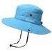 Wide Brim Bucket Hats Fishing Cycling Sun Hat Breathable Mesh Summer UV Protection Foldable Bucket Hats Blue