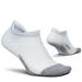 Feetures Elite Max Cushion No Show Tab Block- Running Socks for Men & Women Athletic Compression Socks Moisture Wicking- Large White