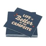 Camco Life is Better at The Campsite Paper Napkins | Features a Dark Blue with Red Retro Stars and Large Tan Life is Better at The Campsite Design | 30-Count (53496)