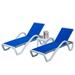 Ivy Bronx Outdoor Aluminum Chaise Lounge w/ Table 3 PCS Plastic/Metal in Blue | 37.2 H x 27.07 W x 77 D in | Wayfair