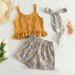 Toddler Girls Outfits Floral Printed Ruffle Trim Buttons Suspenders Top Pants Sets Baby Kids Clothes