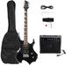 Lomubue Glarry Flame Shaped Electric Guitar with 20W Electric Guitar Sound HSH Pickup Novice Guitar Audio Bag