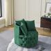 Velvet Upholstered Swivel Barrel Chair with Button Tufted and 3 Pillows, Accent Arm Chair, Single Sofa for Living Room