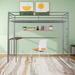 Twin Metal Loft Bed with Desk, Ladder and Guardrails, for Kids Teens Adults