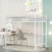 Metal Twin Size Loft Bed, Steel Grid Bedframe with Desk, Shelve and Ladder for Kids, Adults