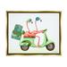 Stupell Industries Flamingo Couple Riding Motor Scooter Packed Luggage Graphic Art Metallic Gold Floating Framed Canvas Print Wall Art Design by Amelie Legault