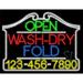 Everything Neon L100-6461 Wash Dry Fold Open with Phone Number Animated LED Sign 24 Tall x 31 Wide x 1 Deep