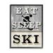 Stupell Industries Eat Sleep Ski Rustic Sign Graphic Art Black Framed Art Print Wall Art Design by Livi Finn