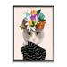 Stupell Industries Bold Floral Design Grey Cat Striped Sweater Framed Wall Art 11 x 14 Design by Ioana Horvat