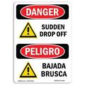 SignMission OS-DS-A-1218-VS-1584 OSHA Danger Sign - Sudden Drop Off with Symbol Bilingual