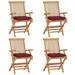 Gecheer Patio Chairs with Red Cushions 4 pcs Solid Teak Wood