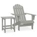 Gecheer Patio Adirondack Chair with Table Solid Fir Wood Gray