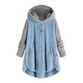 Dtydtpe Clearance Sales Shacket Jacket Women Plus Size Button Coat Patchworl Hooded Pullover Loose Sweater Coat Womens Long Sleeve Tops Winter Coats for Women