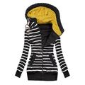 Dtydtpe Clearance Sales Shacket Jacket Women Stitching Stripe S Pockets Jacket Zipper Sweatshirt Hooded Coat Womens Long Sleeve Tops Winter Coats for Women