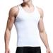 iOPQO mens dress shirts Men s casual fashion tight round neck sleeveless sports fitness vest dress shirts for men White + XL