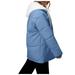 iOPQO sweaters for women Women s 2021 Long Winter Coat Vest With Hood Long Sleeve Warm Down Coat With Pockets Quilted Down Jacket Quilted Outdoor Jacket Women s Fleece Jackets Blue XXL