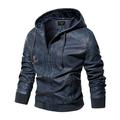 Wendunide 2024 Clearance Sales Hoodies for Men Men s Autumn&Winter Solid Color Long Sleeved Tether Hooded Leather Jacket Mens Jackets Blue XXL