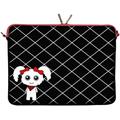 Digittrade LS159-13 Fluffy Designer Netbook Schutzhülle 13.3 Zoll (33.8 cm) Neopren Tablet Tasche 13 Zoll & Ultrabook 14 Zoll Muster Mädchen schwarz rot weiß