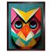 Cute Colourful Multicoloured Bright Geometric Owl Bird Painting Art Print Framed Poster Wall Decor 12x16 inch