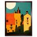 Paper Cut Dean Village Edinburgh in Vibrant Reds and Yellows Art Print Framed Poster Wall Decor 12x16 inch