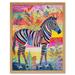 Zebra Rainbow Floral Abstract Folk Art Art Print Framed Poster Wall Decor 12x16 inch