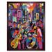 New Orleans Jazz Festival Street Musicians Playing Music City at Sunset Abstract Modern Painting Art Print Framed Poster Wall Decor 12x16 inch