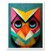 Cute Colourful Multicoloured Bright Geometric Owl Bird Painting Art Print Framed Poster Wall Decor 12x16 inch