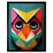 Cute Colourful Multicoloured Bright Geometric Owl Bird Painting Art Print Framed Poster Wall Decor 12x16 inch
