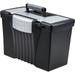 Storex Portable File Box with Organizer Lid Letter/Legal Black