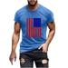 REORIAFEE Men s Patriotic Graphic Tees for 4th of July USA American Flag Shirts Print Pullover Fitness Sport T-Shirt Crewneck Short Sleeve Blue XL
