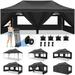 SANOPY Carport Canopy 10 x 20 ft Portable Steel Car Canopy Party Tent with 6 Removable Sidewalls 4 Sandbags 10 Spikes 4 Ropes Gazebo Shelter for Parking Camping Picnic Party Black