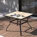 Outdoor Patio Dining Table Square Metal Table with Umbrella Hole