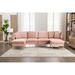 U-Shape Sectional Sofa Modern Velvet Upholstered Living Room Sofa with Ottoman Included and Iron Feet Support, Comfort Soft Sofa