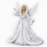 The Ashton - Drake Galleries Illuminated Silent Night Christmas Angel Decor Poseable Musical Porcelain Figurine Faux Fur Coat Lined With More Than 40 LED Lights Plays Silent Night Melody 24 -inches