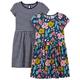 Simple Joys by Carter's Mädchen Short-Sleeve and Sleeveless Dress Sets, Pack of 2 Freizeitkleid, Indigo Floral/Weiß Streifen, 8 Jahre (2er Pack)