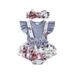 Baby Girl s Romper Round Neck Ruffle Sleeve Bowknot Decorated Floral Printed Patchwork Romper + Headband