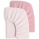 Lulu moon Muslin Crib Sheets - Fitted Crib Mattress Sheets for Boys and Girl - 28"x 52", 2 Pack (Soft Pink & Carnation)