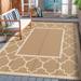 DEORAB 9 x12 Size Outdoor Rug Patio Clearance Reversible Plastic Waterproof Area Rugs Brown & Beige